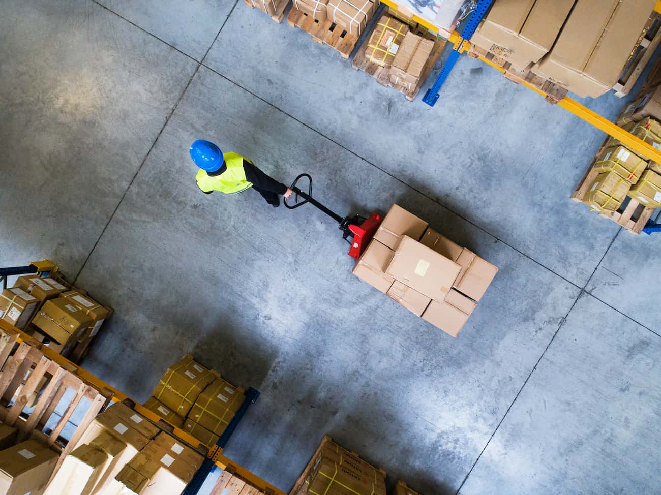 top down view of warehouse worker